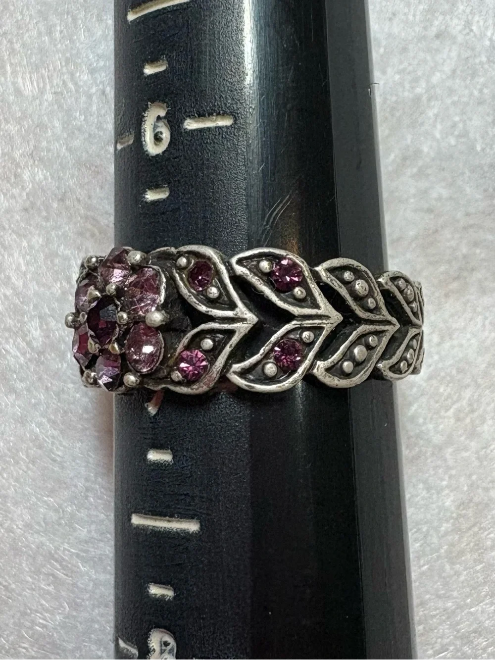 Purple Crystal Flower Band Ring - Women's Fashion Jewelry